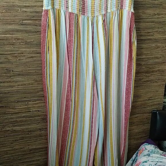 ✨ Xhilaration Women;s Striped Romper XXL | Stretchy Top, Wide Leg - Picture 9 of 13